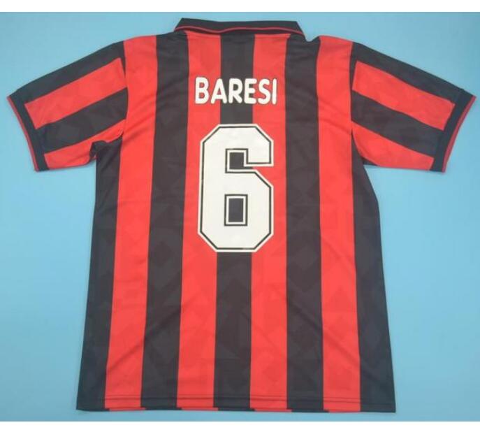 1993-94 AC Milan Retro Home Kit Soccer Jersey #6 BARESI